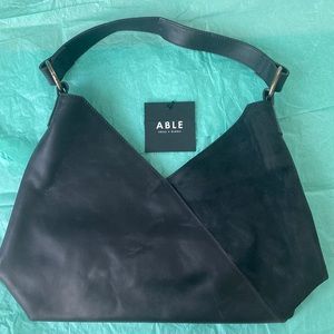 ABLE Solome Shoulder bag black leather and suede NEW WITH TAGS